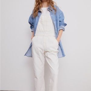 H&M White Denim Overalls (NO RIPS) Size XL